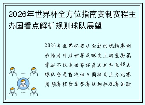 2026年世界杯全方位指南赛制赛程主办国看点解析规则球队展望 2026年世界杯全方位指南赛制赛程主办国看点解析规则球队展望